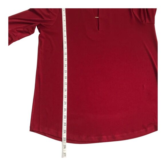 Michael Michael Kors Top Size M Burgundy Red Long Bell Sleeves Keyhole Neckline - Picture 10 of 10